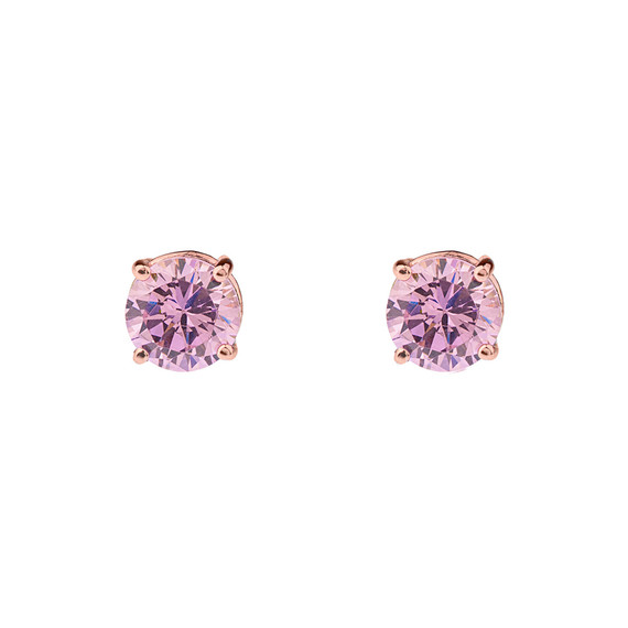 10K Rose Gold  October Birthstone Pink Cubic Zirconia  (LCPZ) Earrings