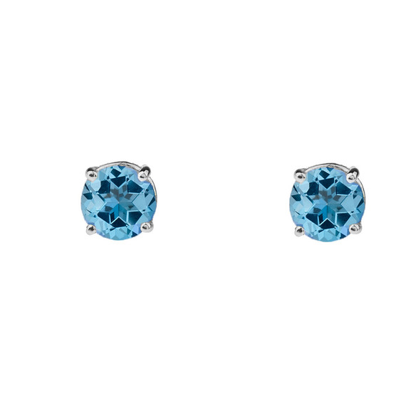 10K Gold  December Birthstone Blue Topaz (LCBT) Earrings (Available in Yellow, Rose and White Gold)