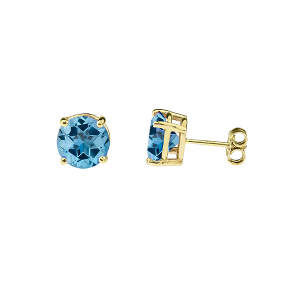 10K Yellow Gold  December Birthstone Blue Topaz (LCBT) Earrings