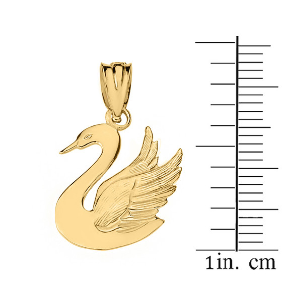 Swan Pendant Necklace in Solid Gold (Yellow/Rose/White)