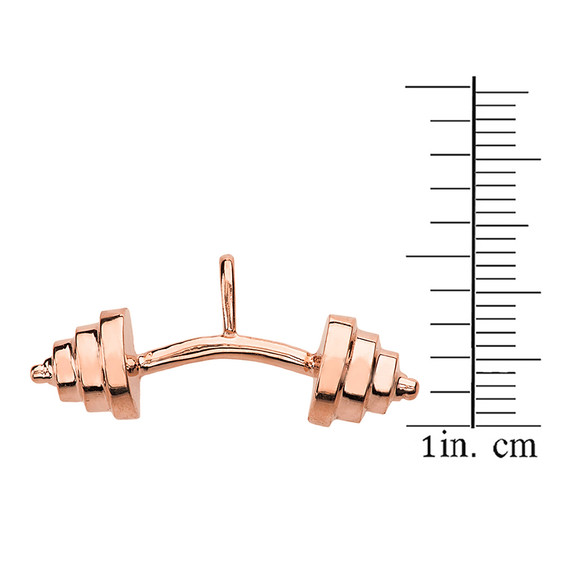 Solid Rose Gold Sports Fitness Curved Barbell Pendant Necklace