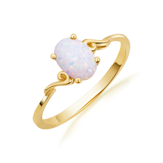 Oval Cut Birthstone Opal Engagement Ring in Gold