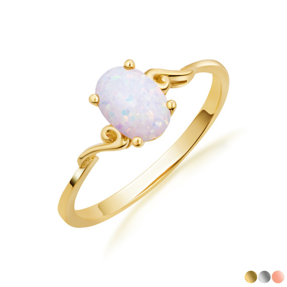 Oval Cut Birthstone Opal Engagement Ring in Gold