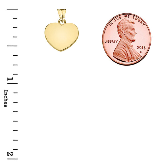 14k Gold Simple Heart Pendant Necklace Set