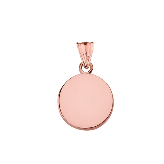 Solid Rose Gold Simple Round Pendant Necklace