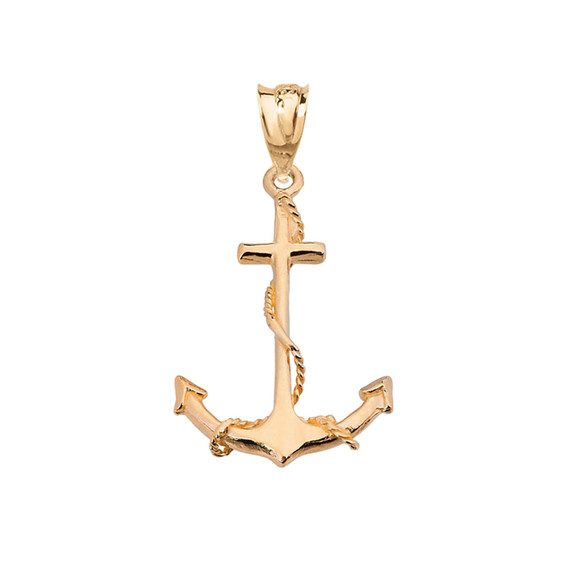 Dainty Anchor Pendant Necklace in Yellow Gold