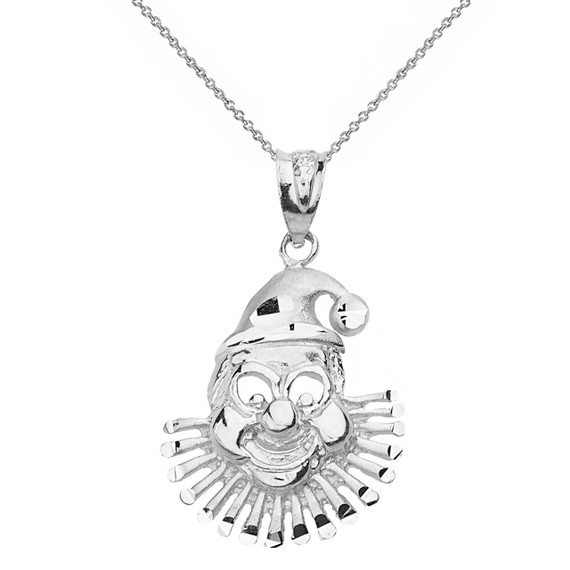 Diamond Cut Clown Pendant Necklace  in Solid Gold (Yellow/Rose/White)