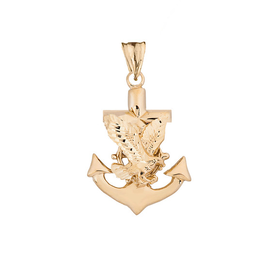 American Eagle Mariners Anchor Pendant Necklace in Yellow Gold