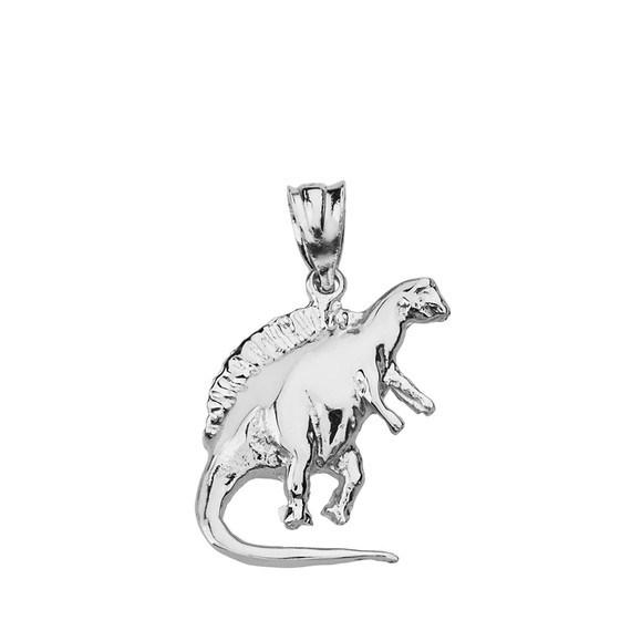 Solid White Gold Spinosaurus Dinosaur Pendant Necklace