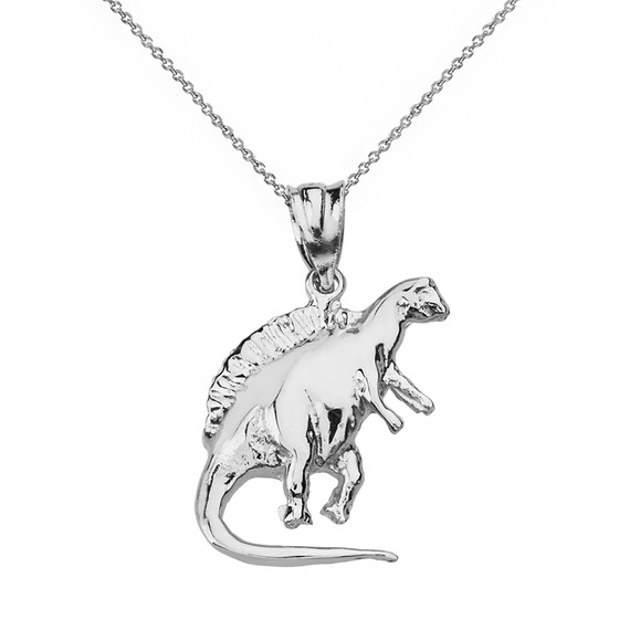 Sterling Silver Spinosaurus Dinosaur Pendant Necklace
