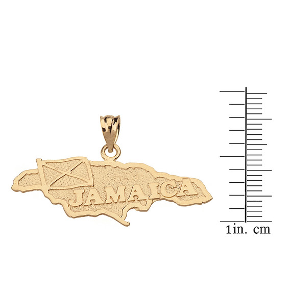 Jamaica Map Pendant Necklace in Solid Gold (Yellow/Rose/White)