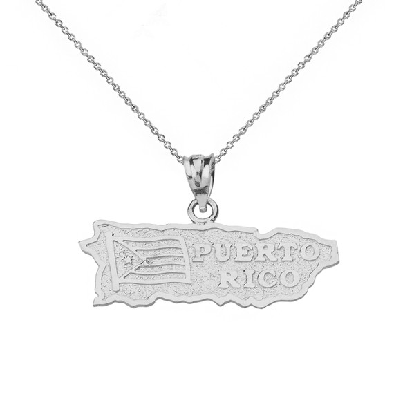 Puerto Rico Map Pendant Necklace in Solid Gold (Yellow/Rose/White)