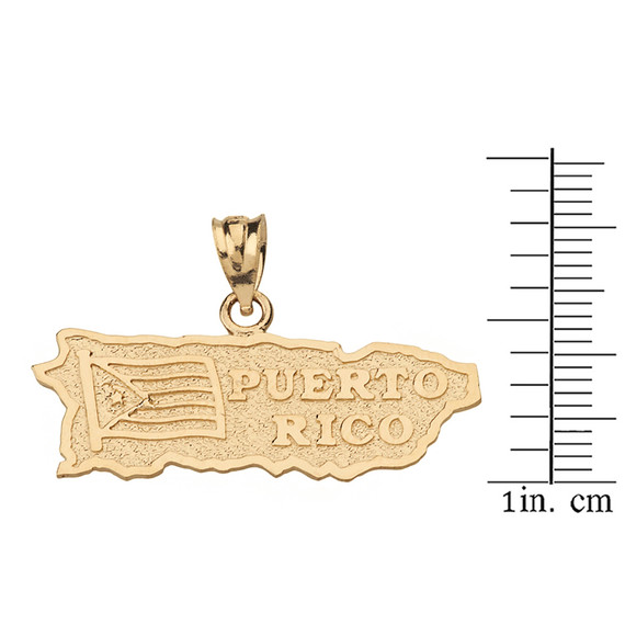 Puerto Rico Map Pendant Necklace in Solid Gold (Yellow/Rose/White)