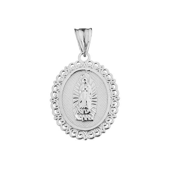 Saint Mary Pendant Necklace in White Gold
