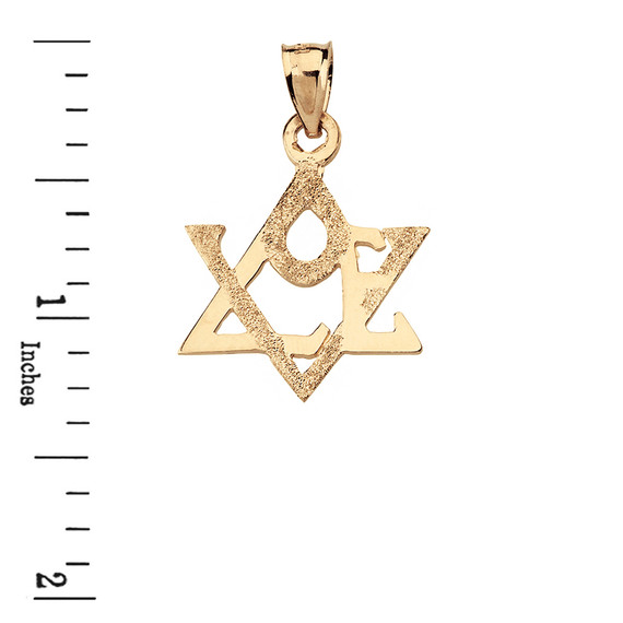 Textured Love Star of David Pendant Necklace in Solid Gold (Yellow/Rose/White)