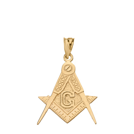 Yellow Gold Freemason Square & Compass Masonic Pendant