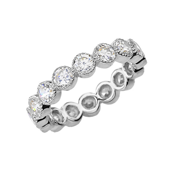 Chic Cubic Zirconia Eternity Band in White Gold
