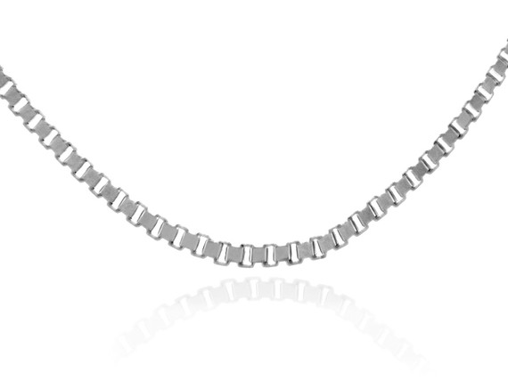 Gold Chains: Box Link White Gold Chain 0.80mm
