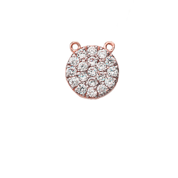 14K Mini Diamond Disc Necklace in Rose Gold