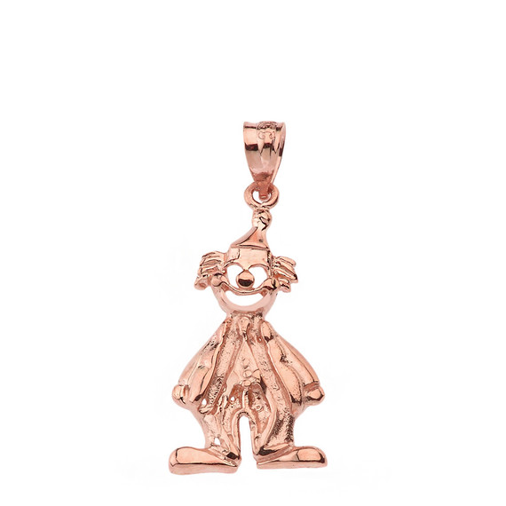 Solid Rose Gold Auguste Clown Pendant Necklace