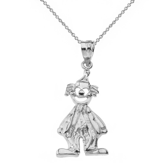 Sterling Silver Auguste Clown Pendant Necklace