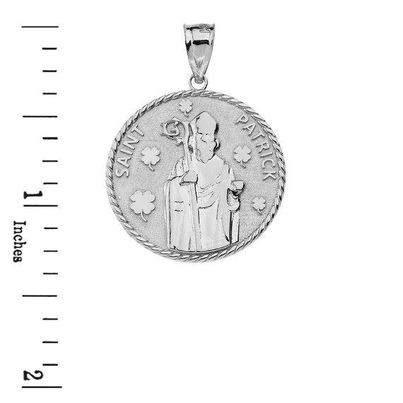 Sterling Silver Saint Patrick Clovers Medallion Pendant Necklace