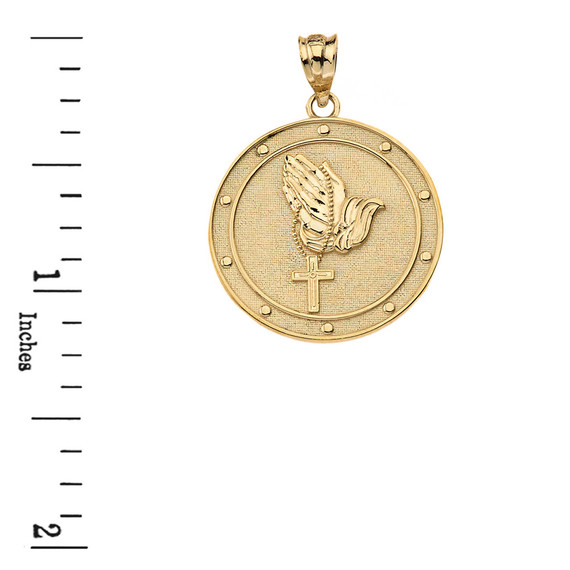 Our Father Prayer Rosary Medallion Pendant Necklace in Gold (Yellow/Rose/White)