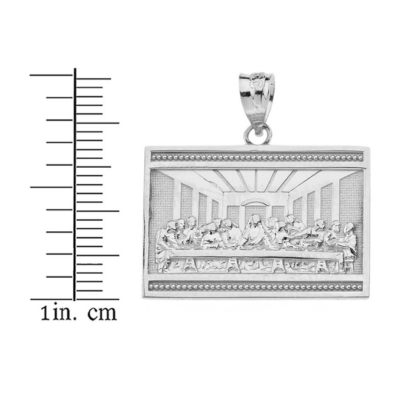 Solid White Gold Last Supper  Pendant Necklace