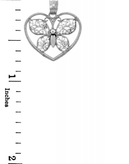 Butterfly & Heart Silver Charms Pendants