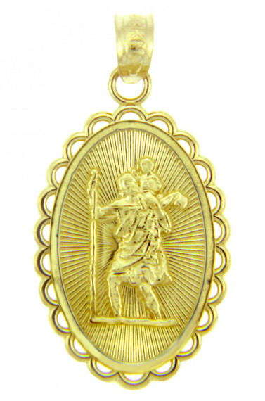 Gold Religious Pendants - The Saint Christopher Yellow Gold Pendant