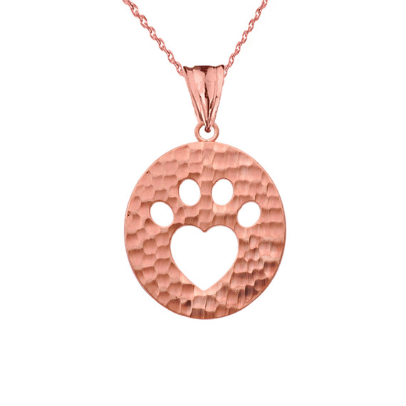 Cut-Out Paw Print Pendant Necklace in Rose Gold