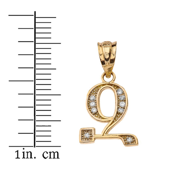 Solid Yellow Gold Armenian Alphabet Diamond Initial "Z" Pendant Necklace