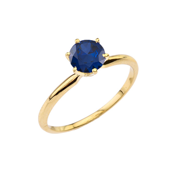 Yellow Gold (LCS) Sapphire  Dainty Solitaire Engagement Ring