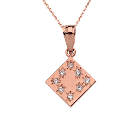 Rose Gold Hammered Diamond Pendant Necklace