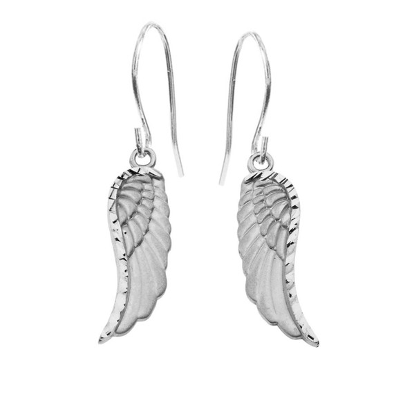 Dangling Angel Wing Earrings in White Gold(Disabled Combined)
