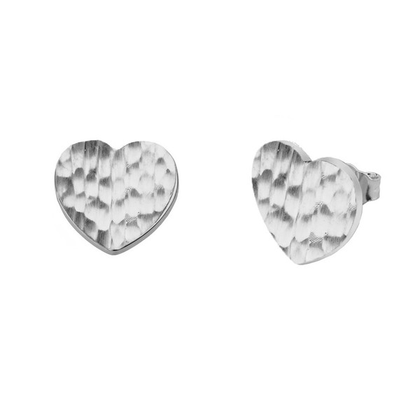 Gold Hammered Heart Stud Earrings(Available Yellow/Rose/White Gold)