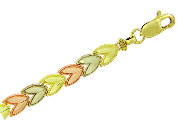 Tri-Color Gold Bracelet - The Fancy Love Diamond Cut Bracelet