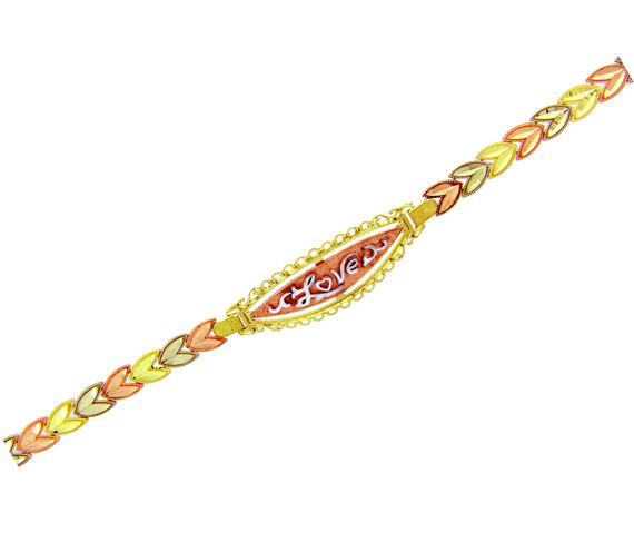 Tri-Color Gold Bracelet - The Fancy Love Diamond Cut Bracelet