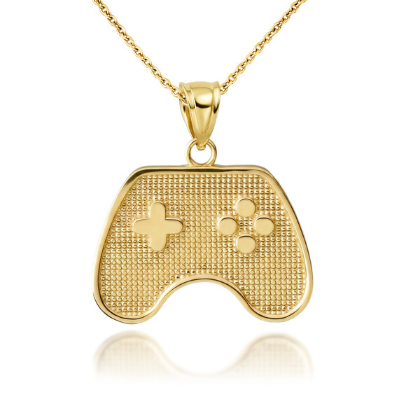 Gold Game Control Pendant Necklace (Available In Yellow/Rose/White Gold)