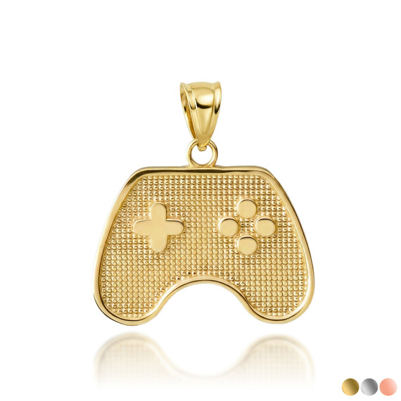 Gold Game Control Pendant Necklace (Available In Yellow/Rose/White Gold)