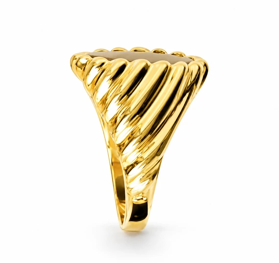 Gold Onyx Mens Swirl Ring