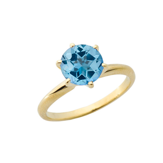 Gold 3.0 ct Blue Topaz (LC) Solitaire Engagement Ring