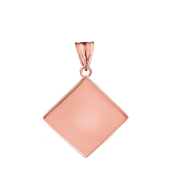 Solid Rose Gold Simple Diamond Shaped Pendant Necklace