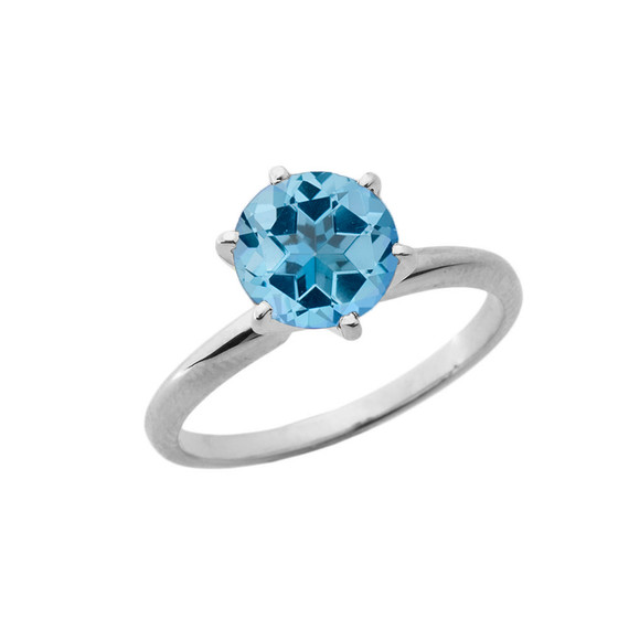 White Gold 3.0 ct December Blue Topaz (LC) Solitaire Engagement Ring