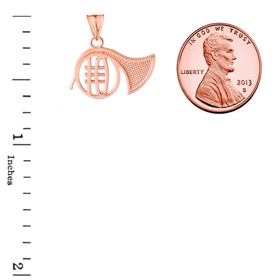 French Horn Pendant Necklace in Rose Gold