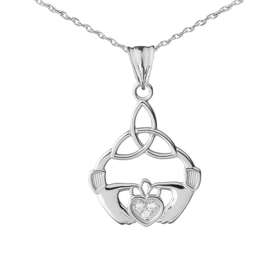 Cubic Zirconia Trinity Knot Pendant Necklace in Sterling Silver