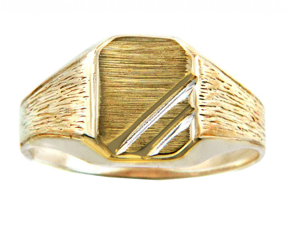 Mens Two-Tone Solid Gold Zeus Signet Ring | Factory Direct Jewelry