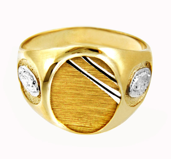 Our Lady of Guadalupe Two-Tone Solid Gold Signet Mens Ring