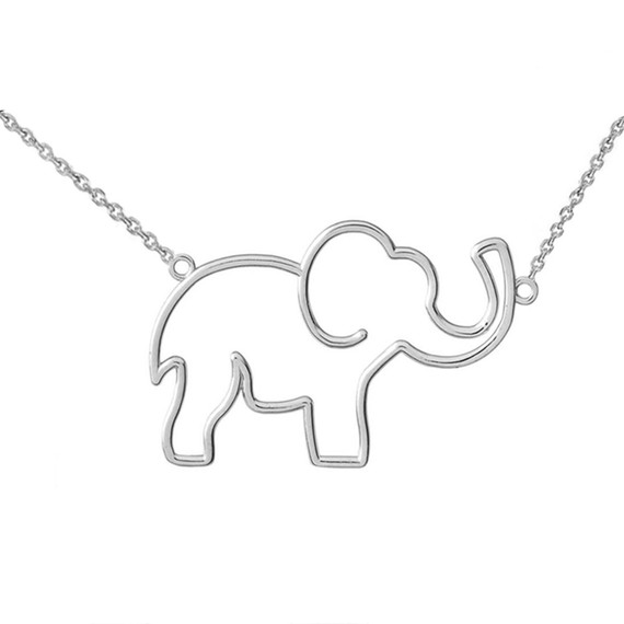 .925 Sterling Silver Openwork Lucky Elephant Necklace