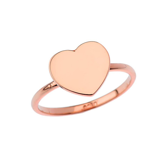 Heart Signet Ring in Rose Gold